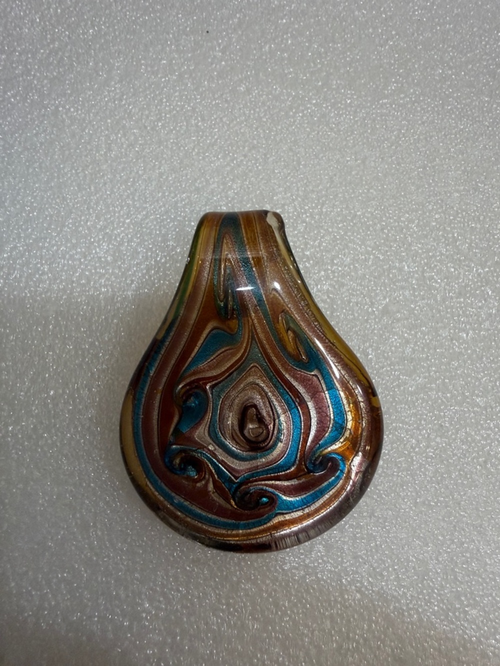 Murano glass blue, Amber & brown pendant